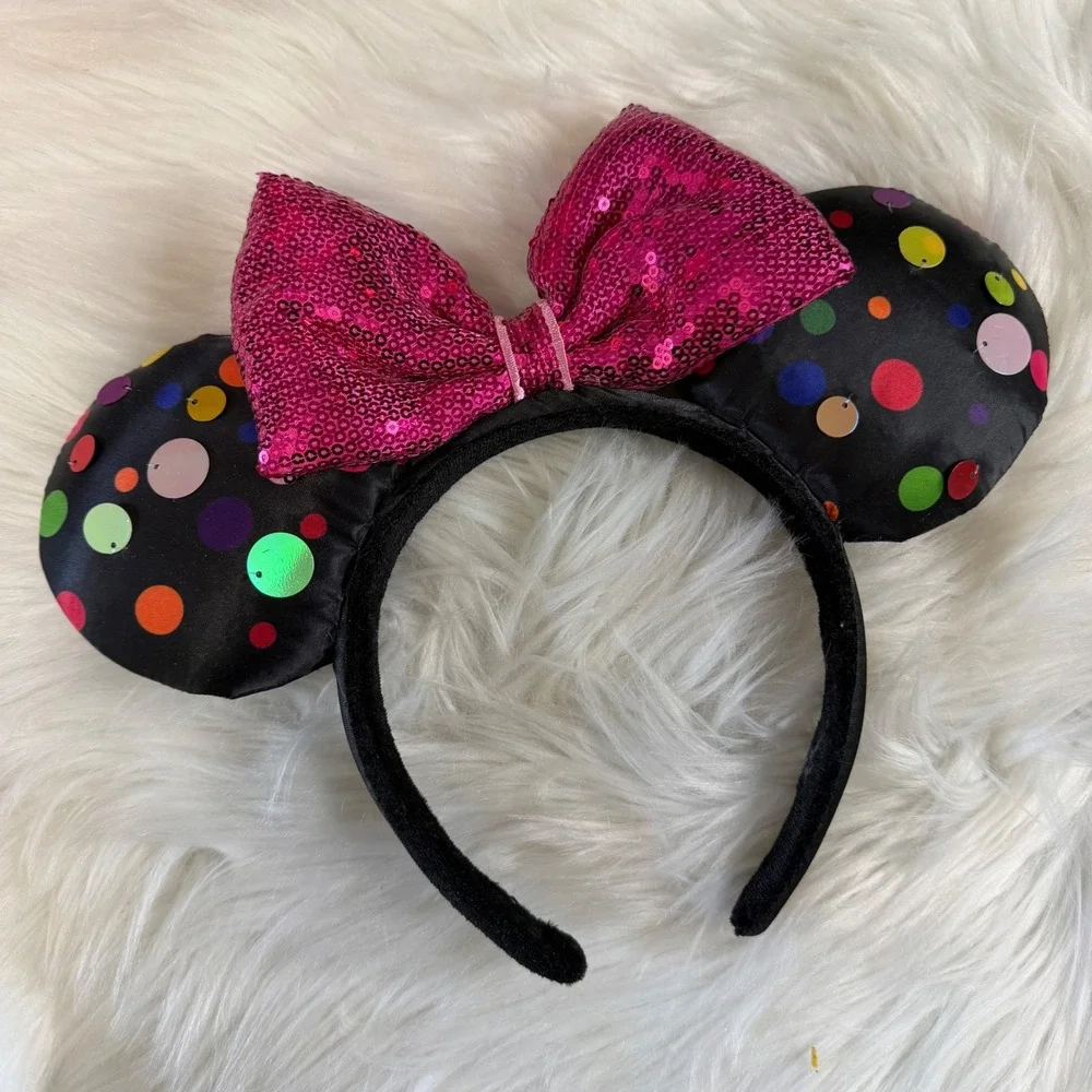 NWOT - Disney World - Mickey Minnie Bow Ear Headband Polka Dot Sequin